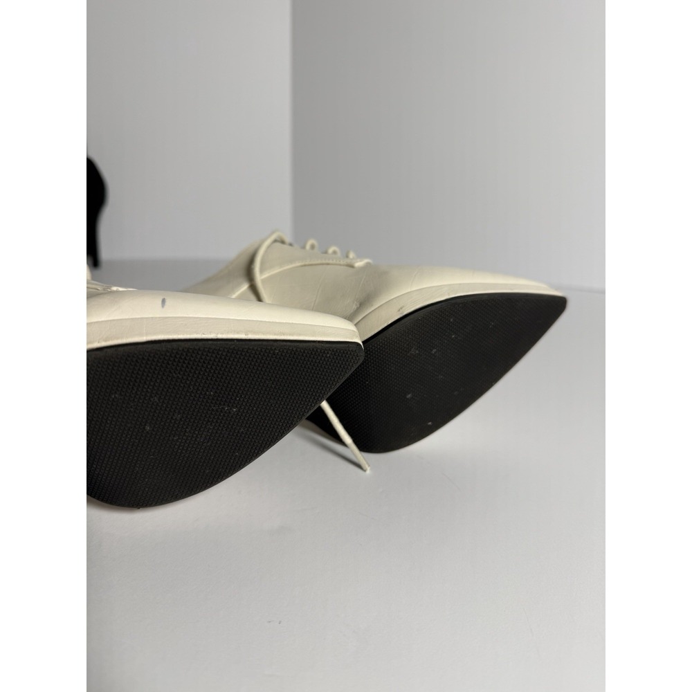 Cream Faux Leather Lace-Up Pointed Toe High Heels Size 6 W-36- Used- Good Cond - Picture 5 of 6
